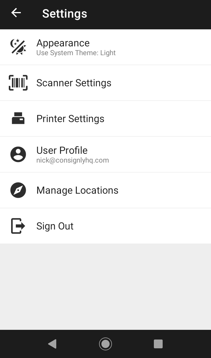 Scanner Settings Consignly