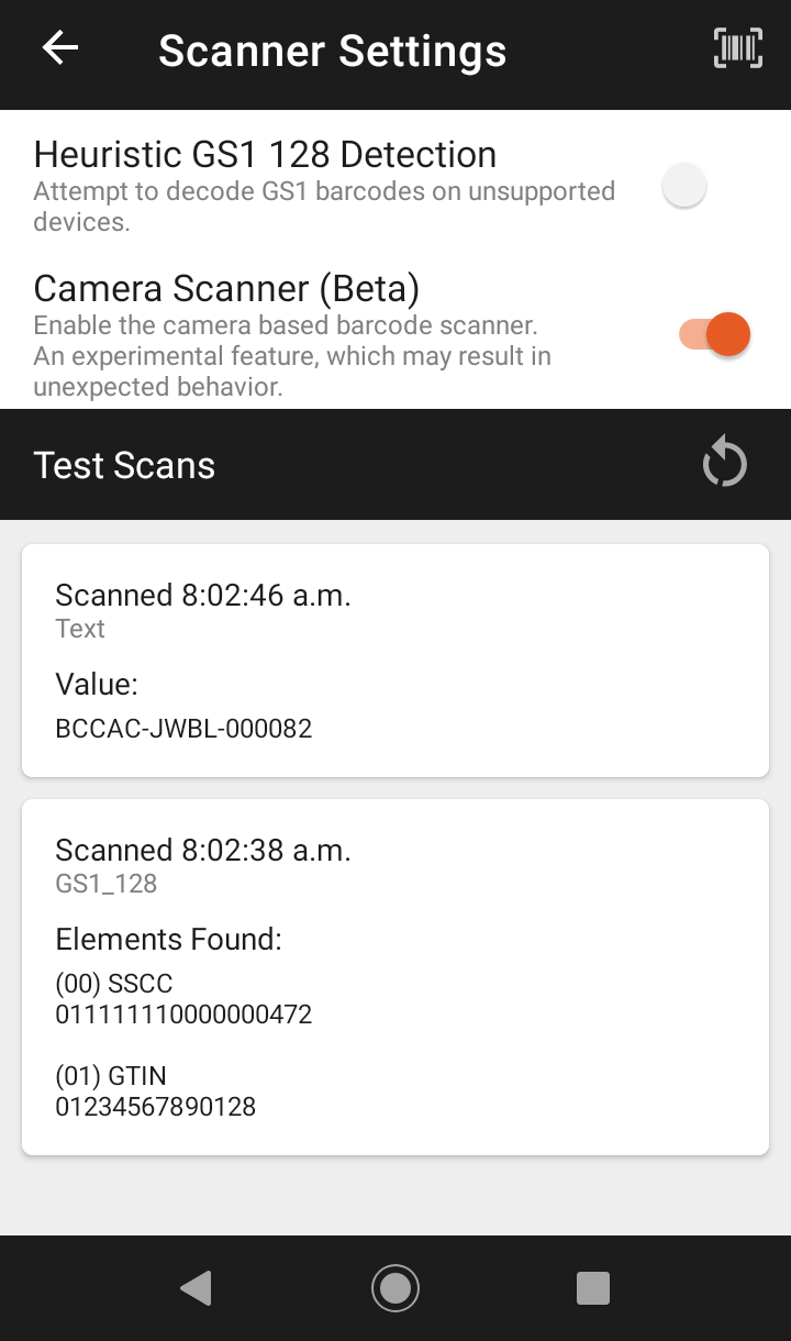 Scanner Settings Consignly