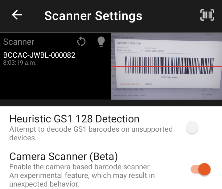 Scanner Settings Consignly