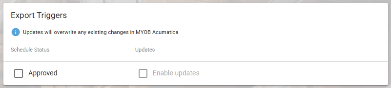 Integration, MYOB Acumatica, Export Triggers.png